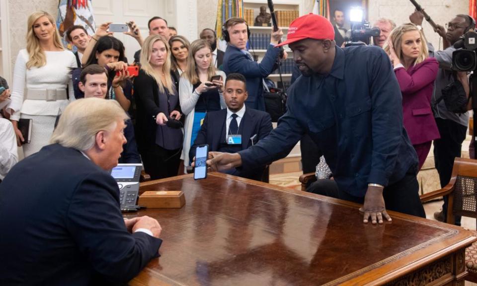 US President Donald Trump meets with rapper Kanye West at the White House in 2018.