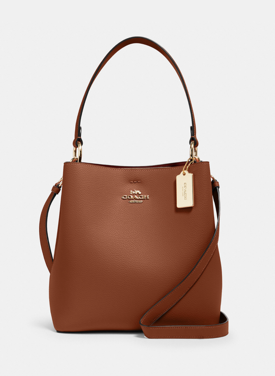 Town Bucket Bag coach outlet in brown leather