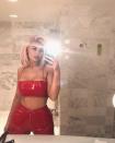 <p>Just like her sister Kim Kardashian, mum of one Kylie loves the clingy, figure-hugging fabric, and in this gallery we’ve collected some of her best latext looks. Photo: Instagram @kyliejenner </p>