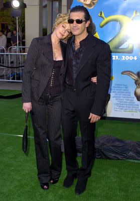 Antonio Banderas and Melanie Griffith at the L.A. premiere of Dreamworks' Shrek 2