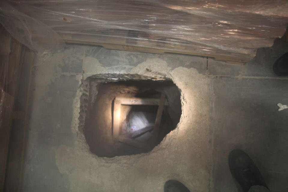 A view of the U.S. entrance to a 400-yard (370-meter) cross-border tunnel after authorities recovered 14 tons of marijuana from warehouses in Otay Mesa industrial park and Tijuana, Mexico, in Otay Mesa, California November 16, 2011. REUTERS/Handout