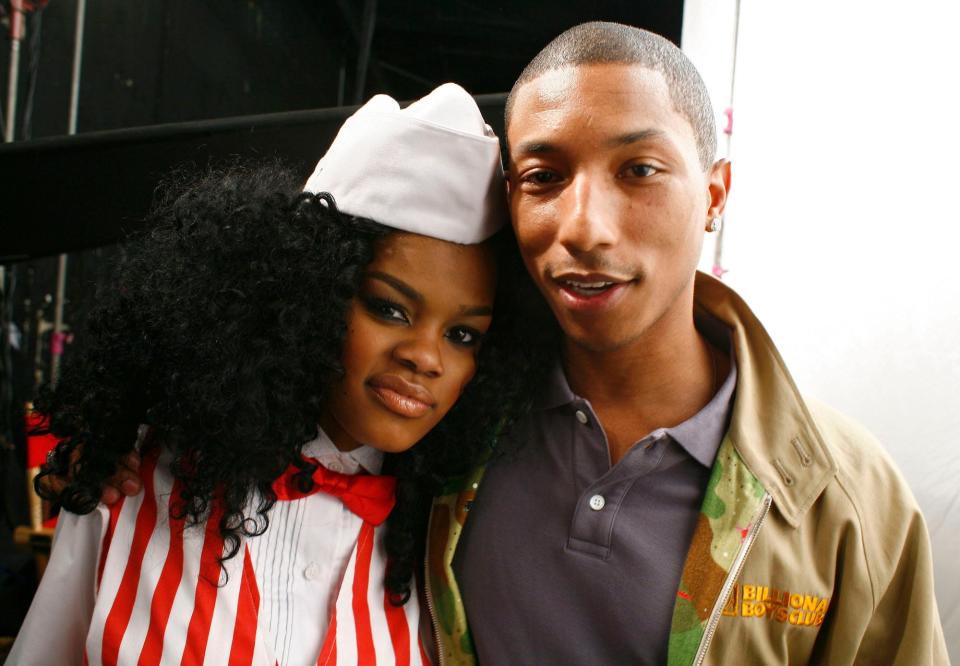 Singer Teyana Taylor and Pharrell on the set for the video shoot for "Google Me, Baby" on February 5, 2008 in Brooklyn, New York.