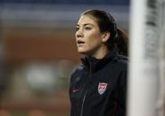 DETROIT, MI - DECEMBER 08: Hope Solo #1 of Team USA warms up prior to the start of the game against China at Ford Field on December 8, 2012 in Detroit, Michigan. USA defeated China 2-0. (Photo by Leon Halip/Getty Images)