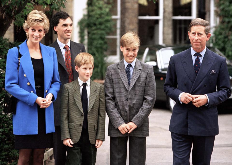 Prince William Meets With His New Housemaster Dr. Andrew Gailey At Eton College, Accompanied By Prince Charles,Diana Princess Of Wales And Prince Harry