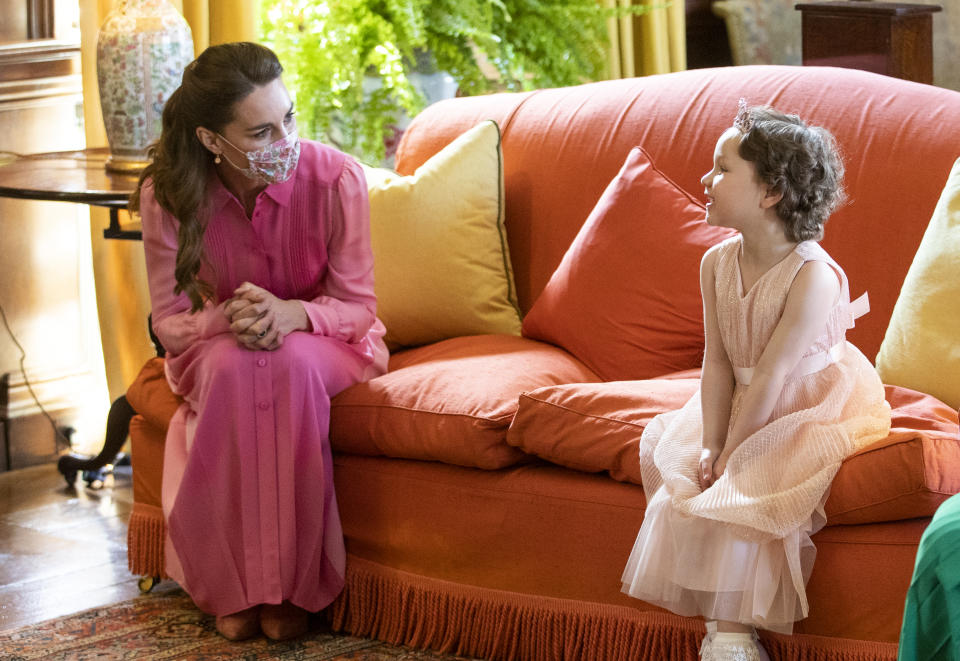 The royal mother met the little girl at Holyroodhouse in Edinburgh in May 2021. (Getty Images)