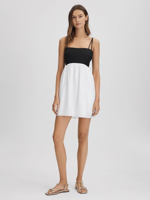 Reiss Hadley Linen Colourblock Mini Dress