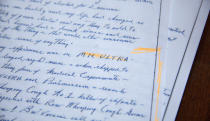 Letters addressed to Janet Uhlar that she received through her correspondence with imprisoned Boston organized crime boss James "Whitey" Bulger, sit on her dining room table, Friday, Jan. 31, 2020, in Eastham, Mass. Before he died, though, Bulger engaged in extensive correspondence with Uhlar, writing her more than 70 letters, including several that detailed his unwitting role in the MK-ULTRA experiments. (AP Photo/David Goldman)