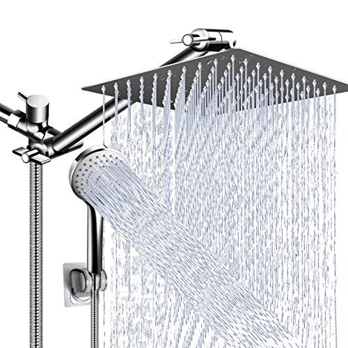Shower Head Combo,10 Inch High Pressure Rain Shower Head with 11 Inch Adjustable Extension Arm…