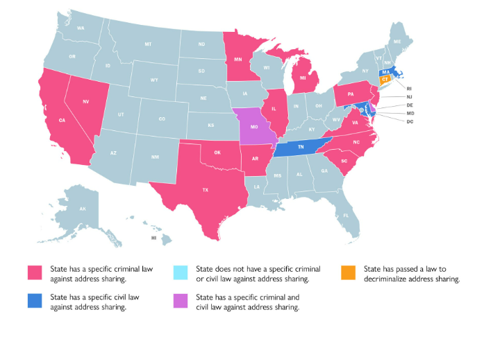 States with specific laws criminalizing address sharing