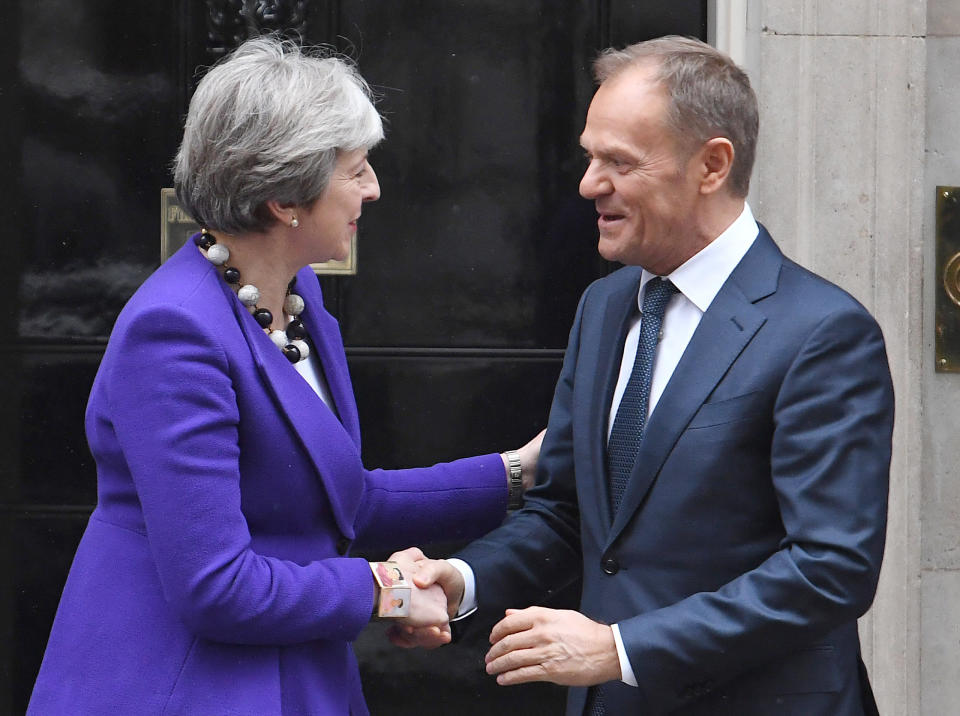 Prime Minister Theresa May and European Council president Donald Tusk (PA)