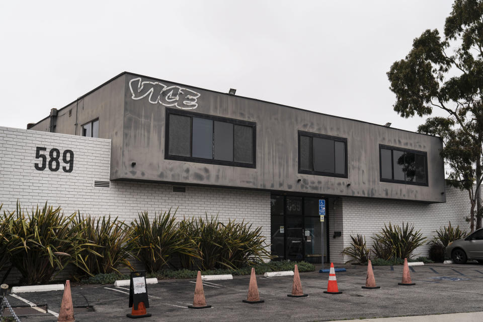 Vice Media's office building is seen in Los Angeles, Monday, May 15, 2023. Vice Media is filing for Chapter 11 bankruptcy protection, the latest digital media company to falter after a meteoric rise. (AP Photo/Jae C. Hong)