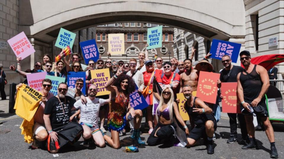 Pride In London attendees and organisers strike a pose