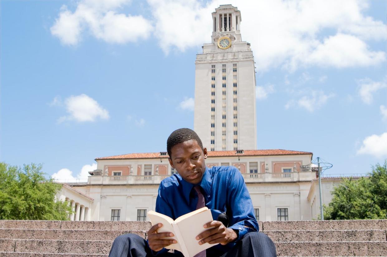 <span class="caption">The plan sought to broaden high schools sending students to public colleges in Texas.</span> <span class="attribution"><a class="link " href="https://www.gettyimages.com/detail/photo/student-reading-on-steps-main-building-university-royalty-free-image/179292229?adppopup=true" rel="nofollow noopener" target="_blank" data-ylk="slk:qingwa via iStock/Getty Images Plus;elm:context_link;itc:0;sec:content-canvas">qingwa via iStock/Getty Images Plus</a></span>