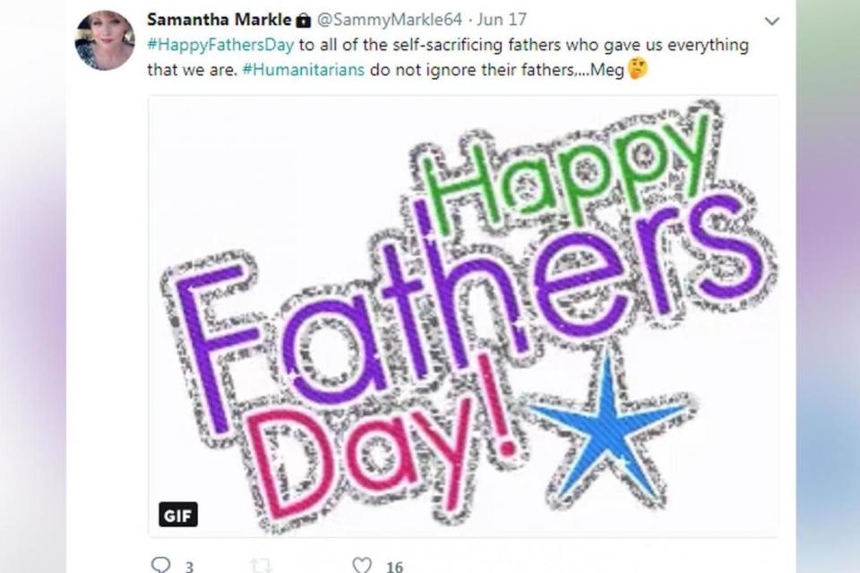 Meghan's half-sister accused her of 'ignoring' their dad on Father's Day (Twitter)