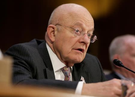 Director of National Intelligence James Clapper testifies to the Senate Select Committee on Intelligence hearing on “Russia’s intelligence activities" on Capitol Hill. REUTERS/Joshua Roberts