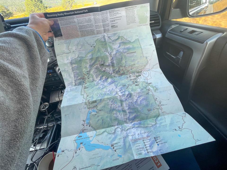 A map of Rocky Mountain National Park.