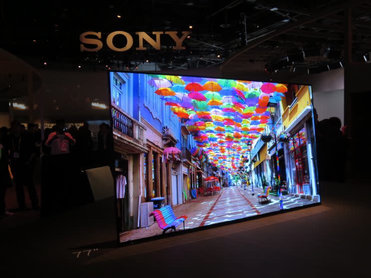 A 77-inch Sony TV at CES 2017.