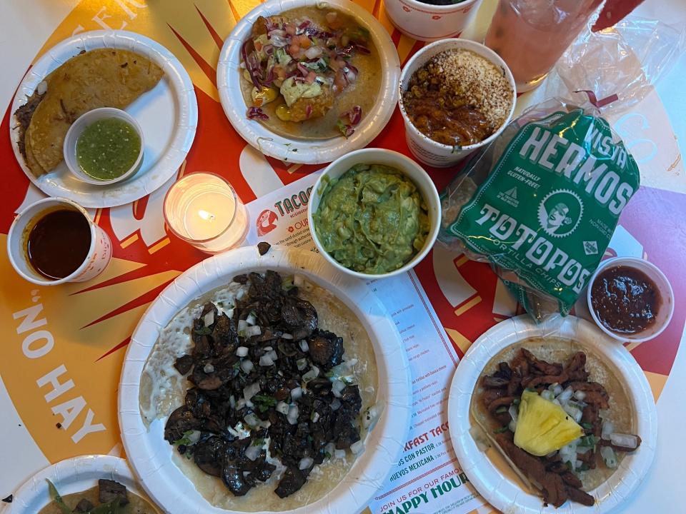 spread of mexican food from tacombi restaurant