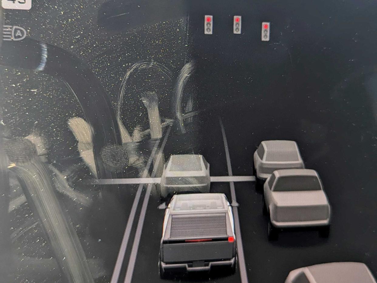 Tesla traffic-aware cruise control on screen