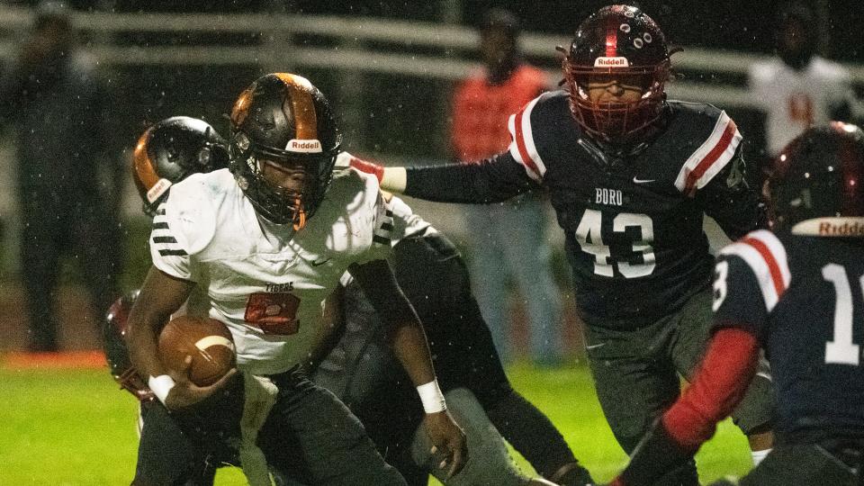 Eastside's Makhi Brunson runs the ball during the football game between Eastside and Willingboro played at Willingboro High School on Friday, September 30, 2022.  