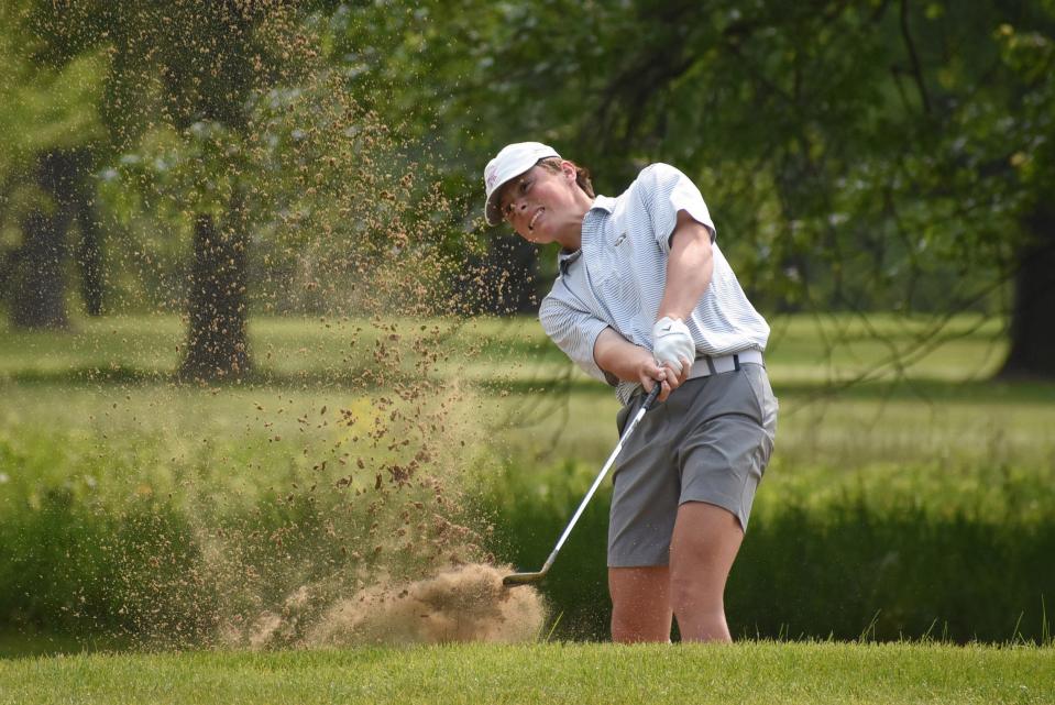 Hartland's Keller King shot 75 to tie for ninth in the KLAA golf tournament Tuesday, May 23, 2023 at Kensington Metropark Golf Course.