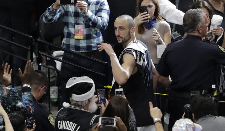 Manu Ginobili does not have a contract with the Spurs for next season. (AP)