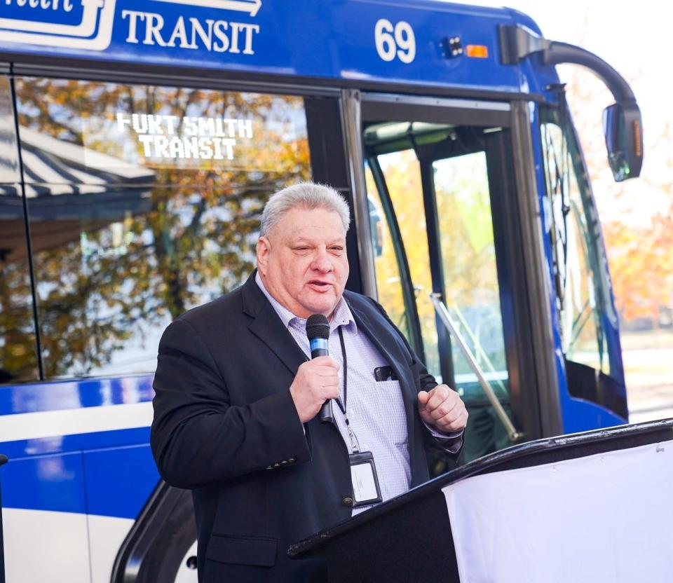 Ken Savage, Fort Smith Transit director, talks about the new buses ready for service on Monday, Nov. 28, 2022.