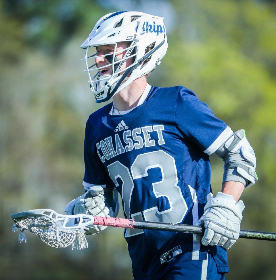 Cohasset's Josh Burke during a game against Duxbury on Thursday, April 28, 2022.