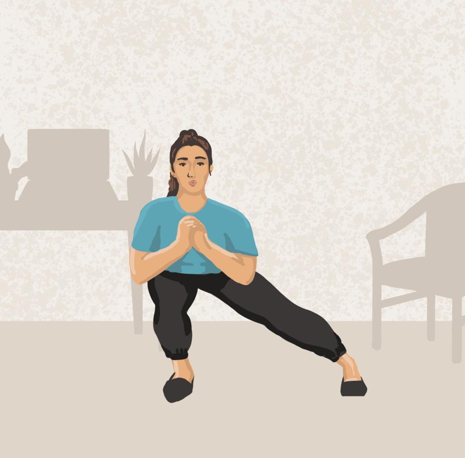 Illustration of person doing lateral lunges