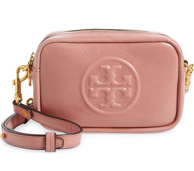 Perry Bombe Glazed Leather Crossbody Bag in pink