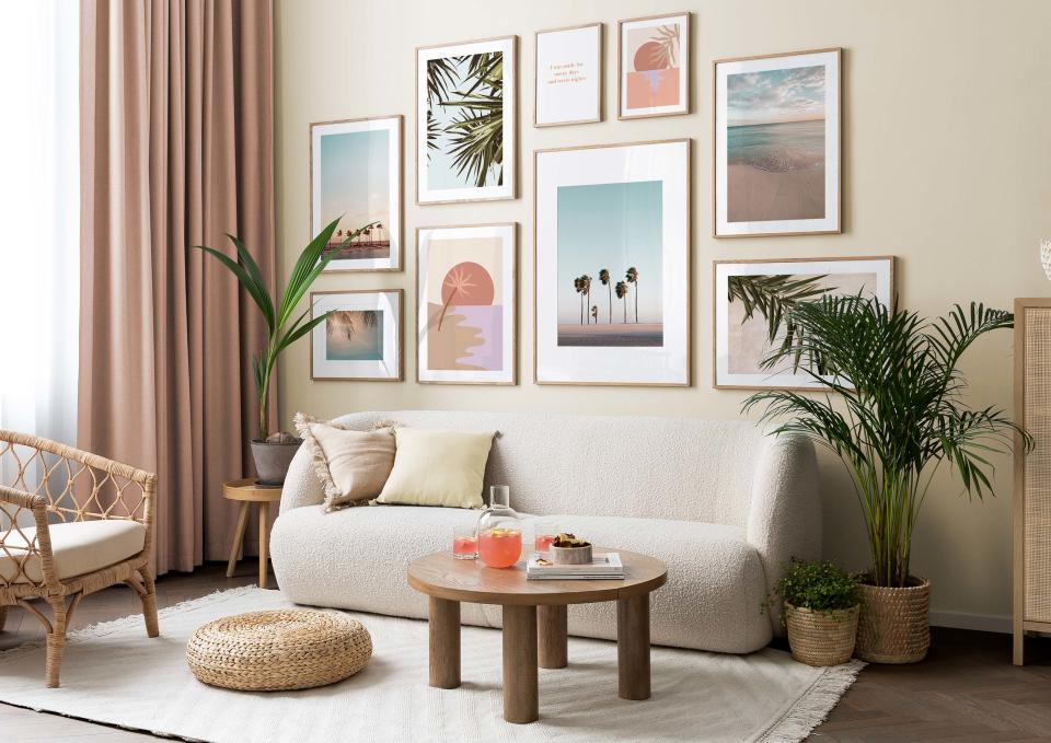9. Add a splash of color with a pastel gallery wall