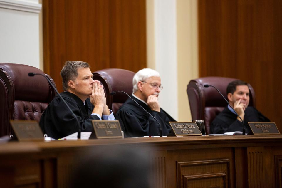 The Florida Supreme Court listens to arguments on Wednesday, Dec. 7, 2022 in a case concerning Marsy's Law.