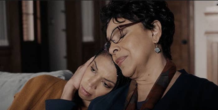 Two characters from 'This Is Us' share a comforting embrace