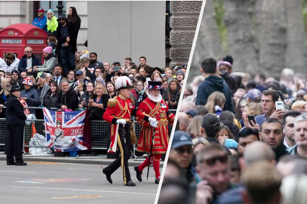 Thousands line the streets of London for the Queen's state funeral. (Photo: Getty)