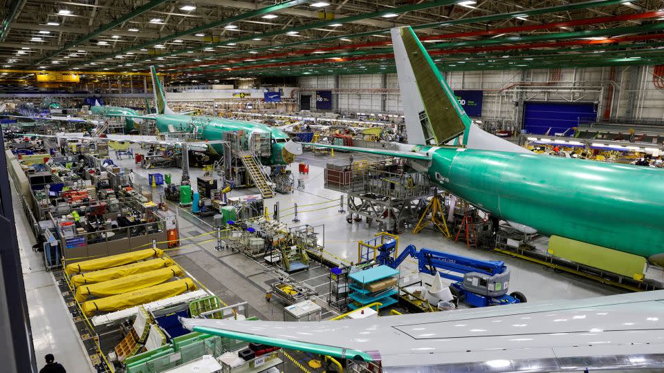 The Boeing 737 Max assembly line in a 2021 file photo. - Jason Redmond/Reuters