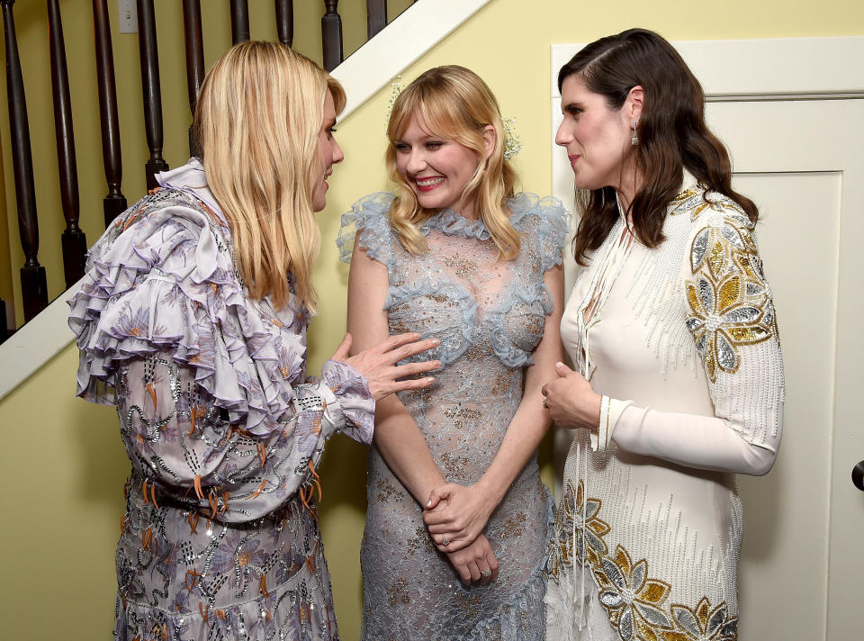 Kirsten Dunst with Kate and Laura Mulleavy — BFFs — at the premiere of<em> Woodshock</em> in Hollywood. (Photo: Getty Images)