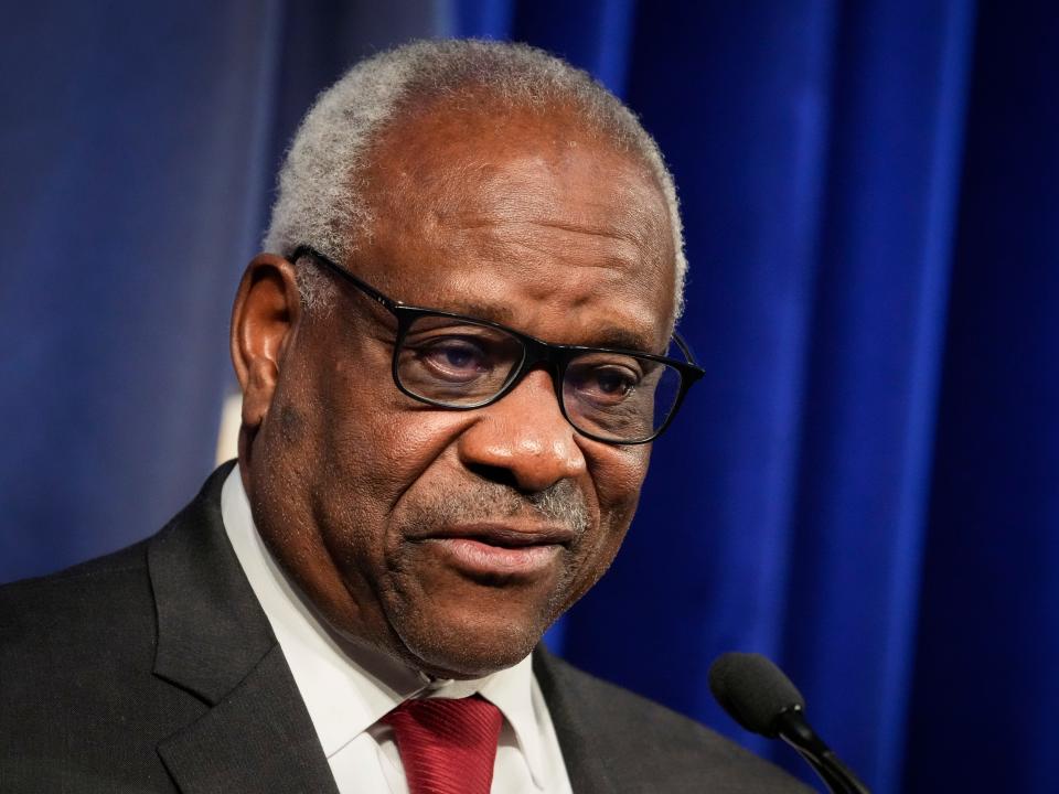 Associate Supreme Court Justice Clarence Thomas speaks at the Heritage Foundation on October 21, 2021 in Washington, DC.