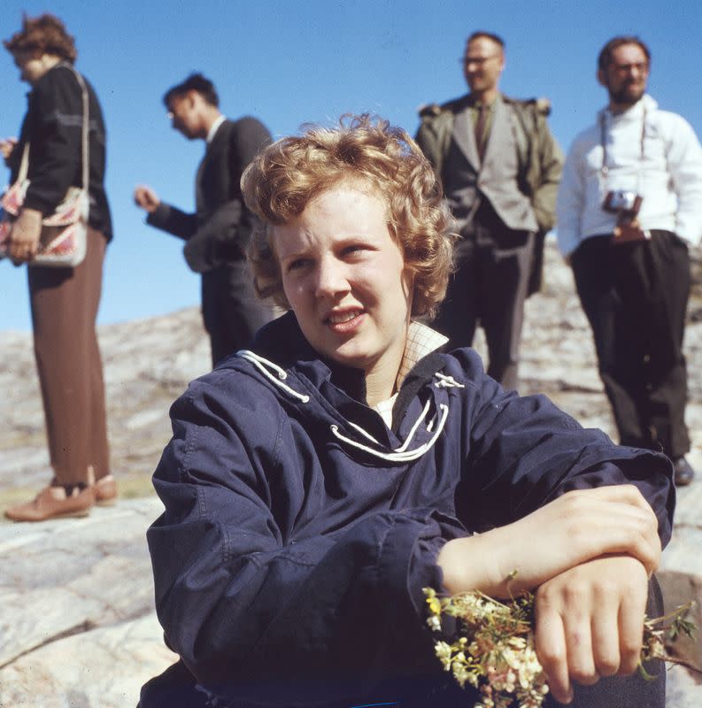FILE PHOTO: Denmark's then-Princess Margrethe during her first visit to Greenland in 1960