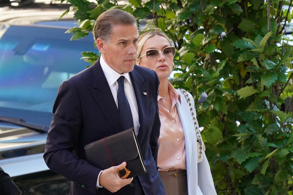 Hunter Biden, son of U.S. President Joe Biden, arrives at the federal court with his wife Melissa Cohen Biden, during the second day of his trial on criminal gun charges in Wilmington, Delaware (REUTERS)