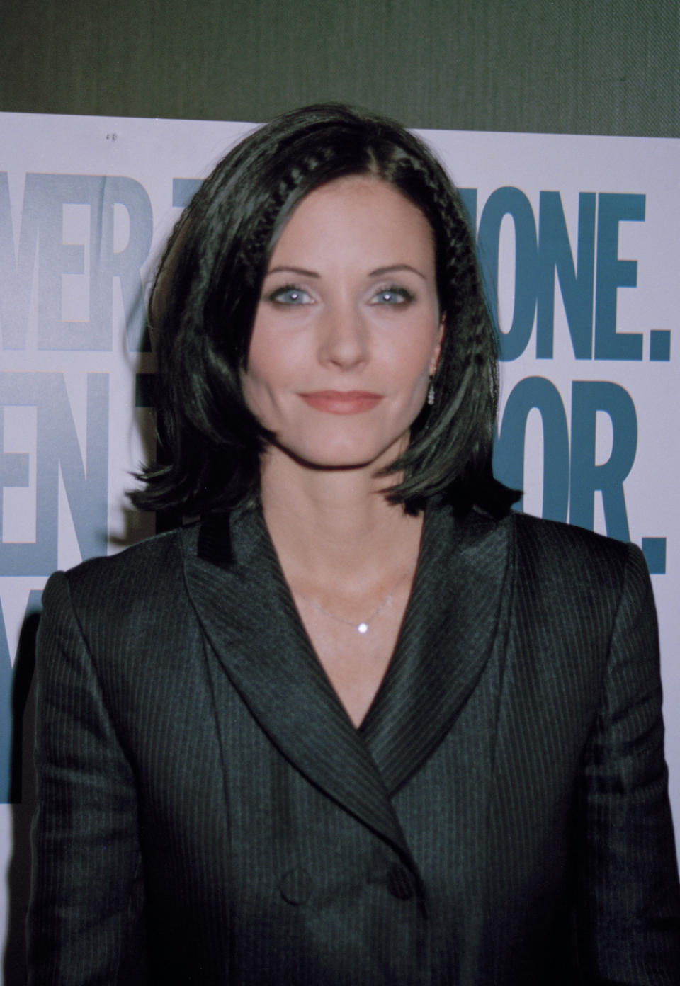 American actress Courteney Cox at the UK premiere of Wes Craven's horror film, 'Scream', at the Chelsea Cinema, London, 24th April 1997