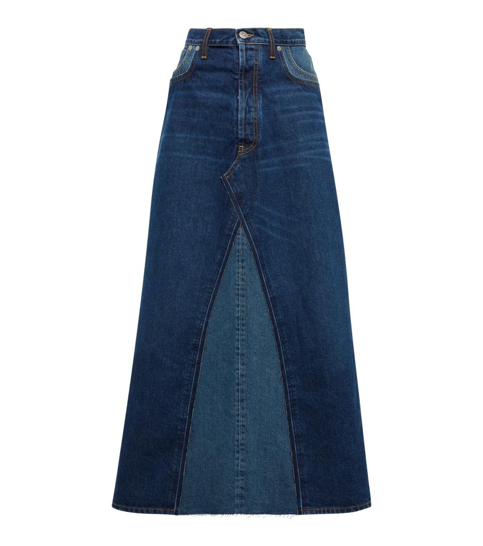 25) High-Rise Denim Maxi Skirt