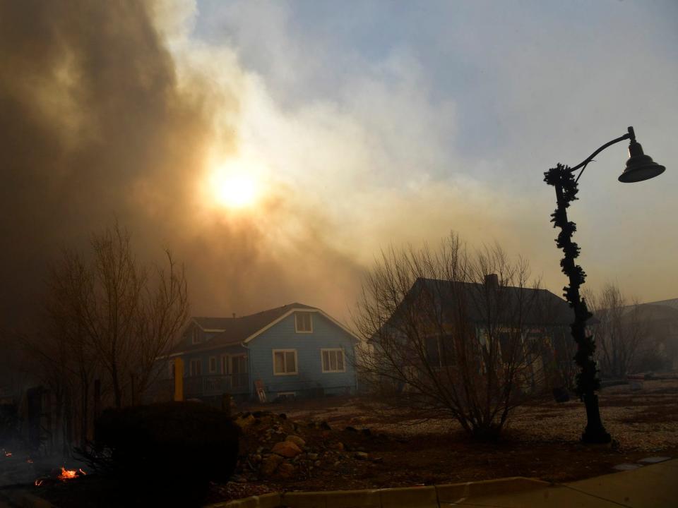 Smoke and flames in a community in Boulder, Colorado.