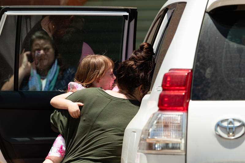Cleo Smith, 4, and her mum Ellie Smith are seen leaving a house where she spent her first night after being rescued in Carnarvon.