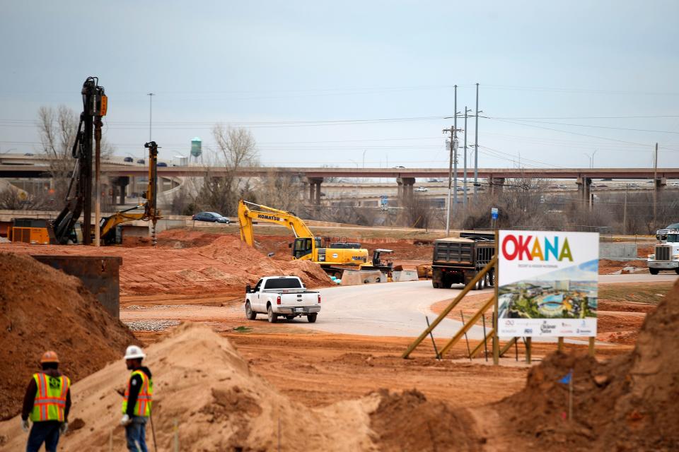 Construction at the OKANA resort in Oklahoma City, Tuesday, Jan. 17, 2023. 