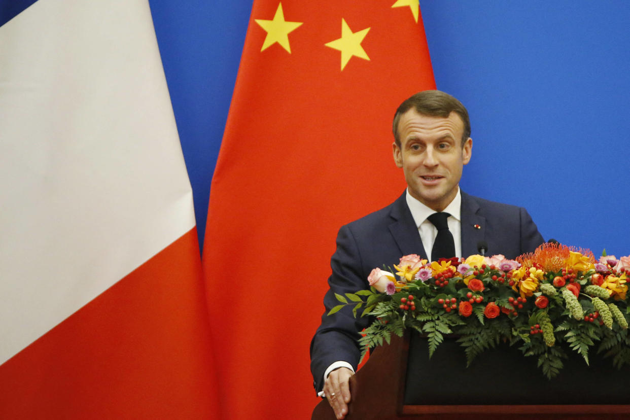 Emmanuel Macron lors de son déplacement en Chine en novembre 2019.