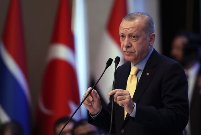 Recep Tayyip Erdogan addresses the emergency session