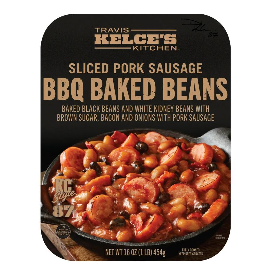 Travis Kelce's Kitchen Sliced Pork Sausage BBQ Baked Beans