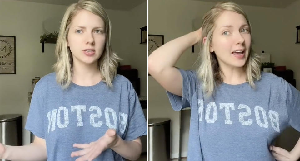 Danielle Mitchell talks to the camera in a TikTok video.