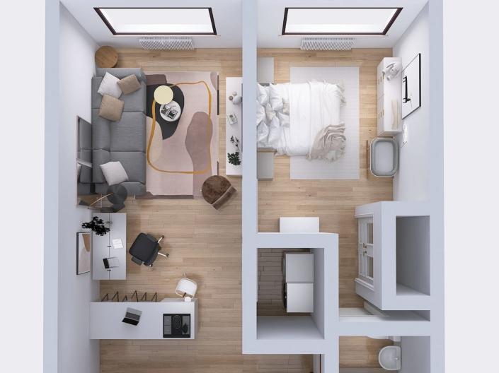 a rendering of jen glantz' apartment layout