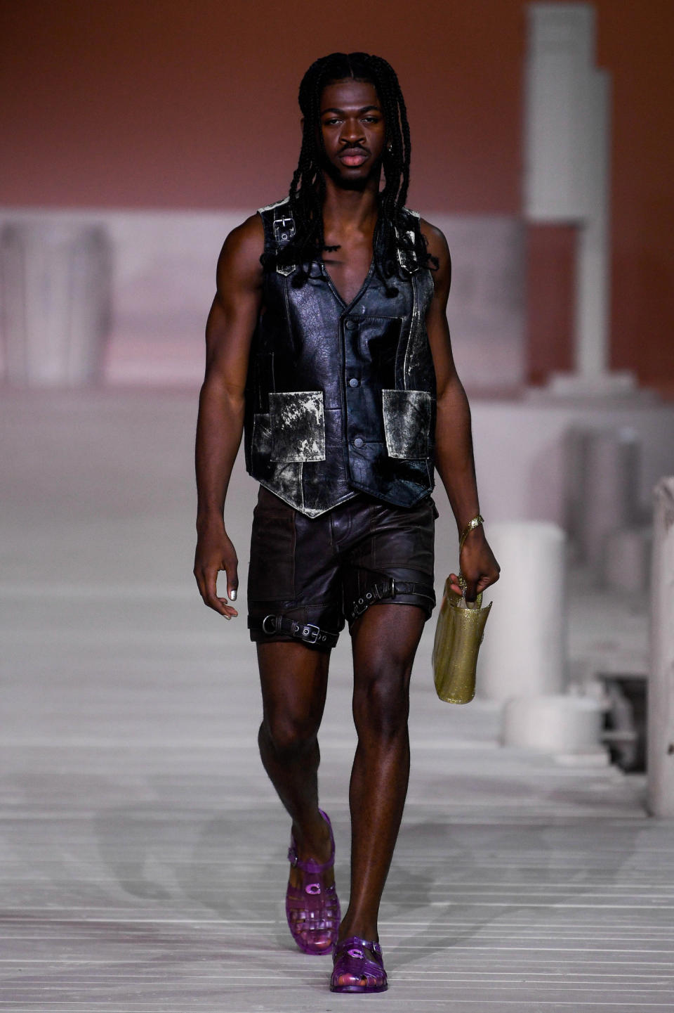 Lil Nas X walks the runway at Coach Spring 2023 ready to wear fashion show at the Park Avenue Armoury in New York on September 12, 2022.